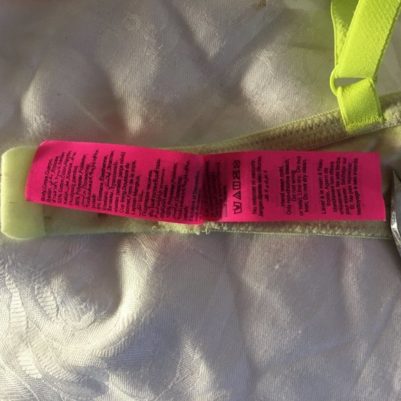 La Senza Bra Remix Size 32C Neon Green Gray Jersey Padded Push Up Plunge - Picture 13 of 13
